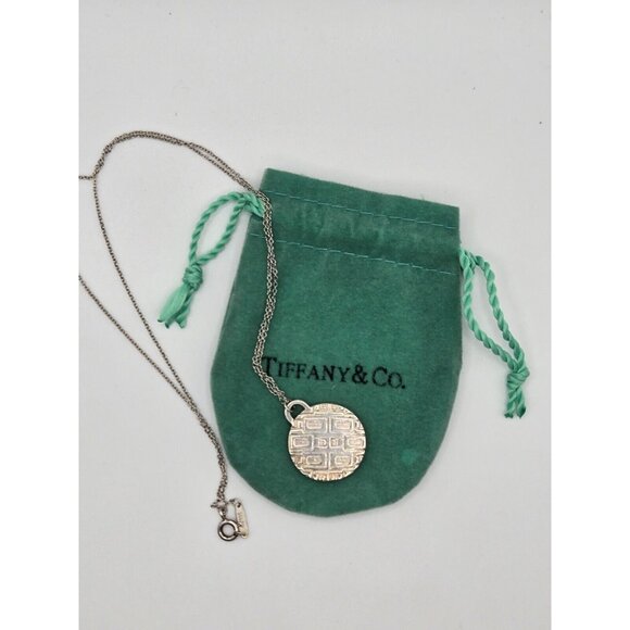 Tiffany & Co sterling signed 45 year clinique necklace 18" chain 1" pendant - Picture 3 of 9